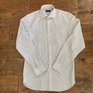 The Tie Bar Long Sleeve Dress Shirt Standard Fit Mens 15 34/35 Gray Check NWOT